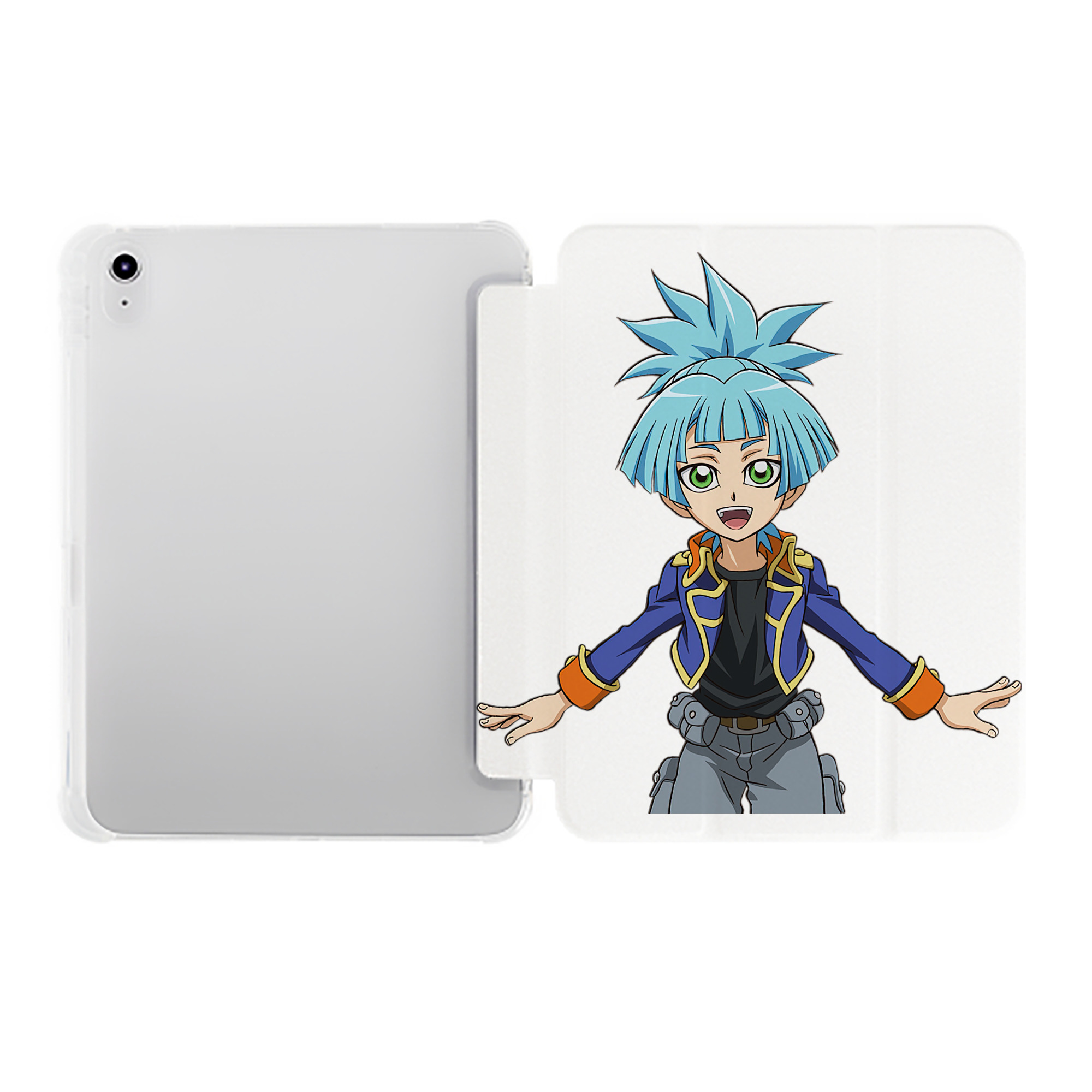 （画像用） 遊☆戯☆王 Yu-Gi-Oh! IPad ケース ペン収納付き 三つ折りスタンド PUレザー×シリコン 対応機種9.5/10.5/10.9インチ